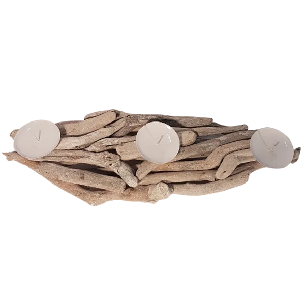 CANDLE HOLDER FLAT DRIFTWOOD